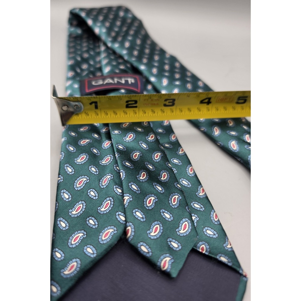 GANT Men's Silk Tie Green Teal Paisley Blue Red Classic Neck Tie 3.5" - Picture 8 of 8